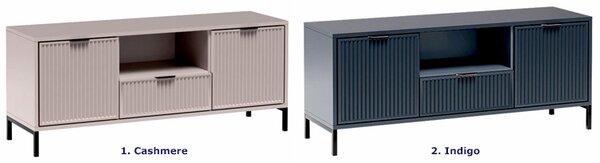 Beżowa szafka na TV z lamelami G6-C47