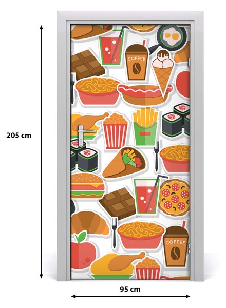 Naklejka na drzwi samoprzylepna Jedzenie fast food