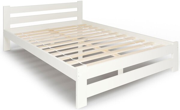 Białe podwójne łóżko drewniane ze stelażem 180x200 - Zinos 3X