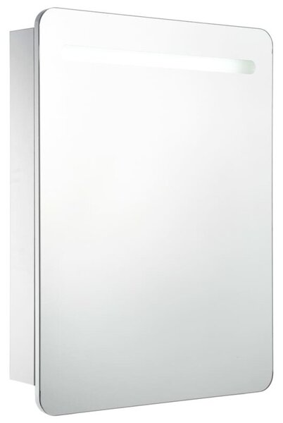 Szafka łazienkowa z lustrem i LED, 60 x 11 x 80 cm