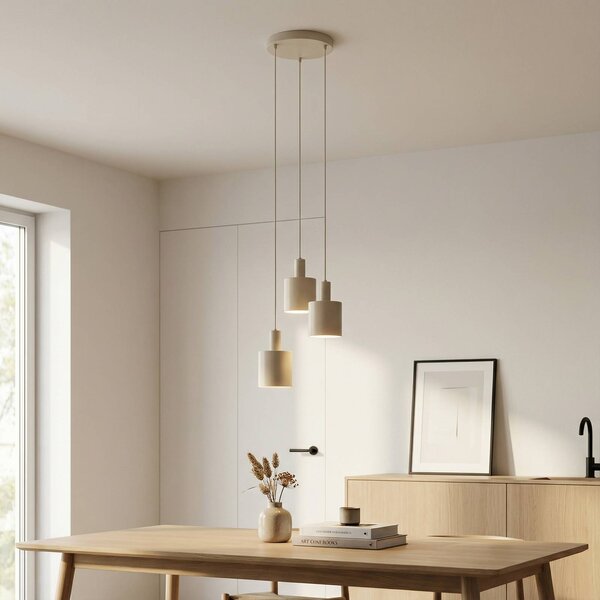 Lampa wisząca Ovelia Lindby, możliwość ściemniania, kremowy / amber, kuchnia, metal, nowoczesny