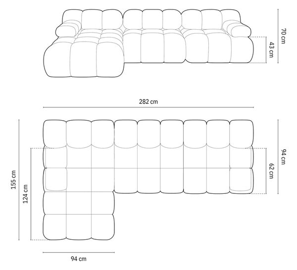 Beżowy narożnik modułowy z materiału bouclé (lewostronny) Bellis – Micadoni Home