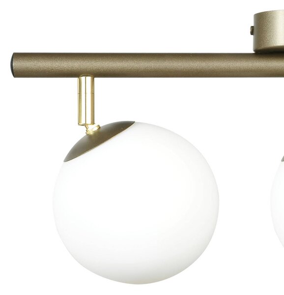 Lampa sufitowa Drum, kolor kawowy, 3-punktowa, szkło, długość 46 cm Drum Domiluce, możliwość ściemniania, brązowy / rdzawy, salon / jadalnia, metal
