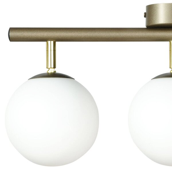 Lampa sufitowa Drum, kolor kawowy, 3-punktowa, szkło, długość 46 cm Drum Domiluce, możliwość ściemniania, brązowy / rdzawy, salon / jadalnia, metal