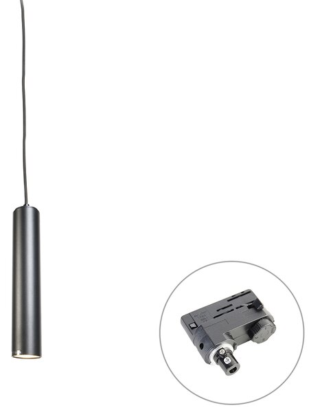 Designerska lampa wisząca czarna z adapterem szynowym 3-fazowym - 3-Phase Tuba Small