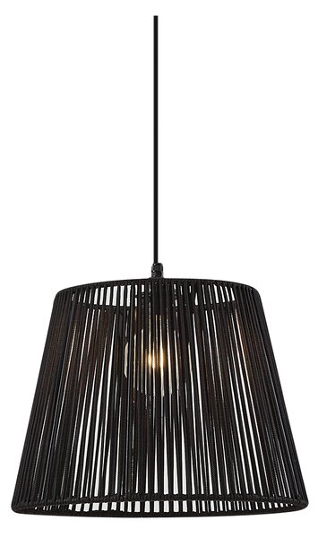 Zewnętrzna lampa wisząca czarna z czarnym sznurem IP44 - Cava Jayla