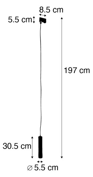 Designerska lampa wisząca czarna z adapterem szynowym 3-fazowym - 3-Phase Tuba Small