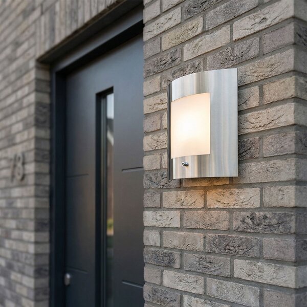 Lampa ścienna zewnętrzna stal IP44 czujnik zmierzchu - Emmerald