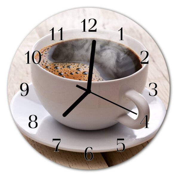 Zegar szklany okrągły Kawa