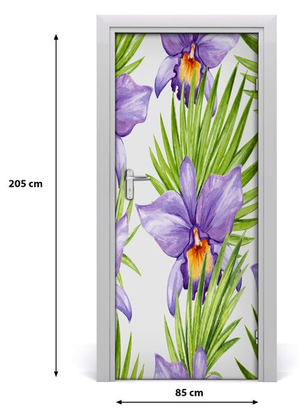 Okleina samoprzylepna na drzwi Orchidea i palmy