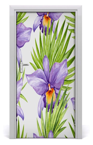 Okleina samoprzylepna na drzwi Orchidea i palmy