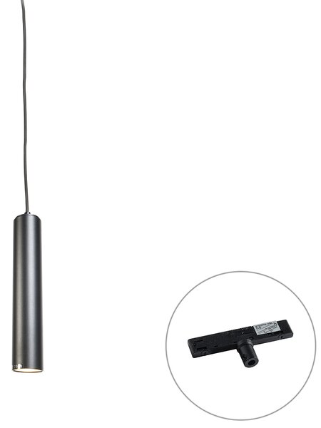 Designerska lampa wisząca czarna z adapterem szynowym 1-fazowym - Slimline Tuba Small