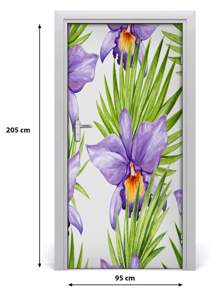 Okleina samoprzylepna na drzwi Orchidea i palmy