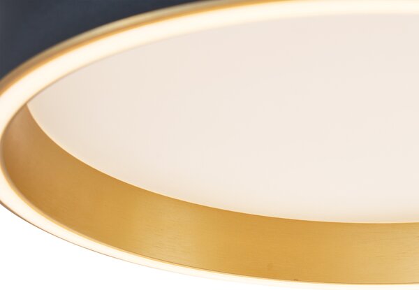 Designerska lampa sufitowa czarna ze złotem 40 cm z 3-stopniowym przełącznikiem LED - Ingo