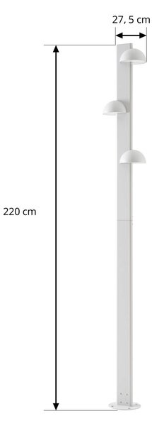 Lampa zewnętrzna LED Lucande Velira, jasnoszara, 220 cm, 3-punktowa Velira, aluminiowy / szary / cynkowy, metal, nowoczesny