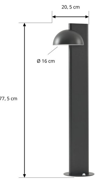 Słupek oświetleniowy LED Lucande Velira, czarna, 77 cm, 1-punktowy, IP44 Velira, czarny, metal, nowoczesny