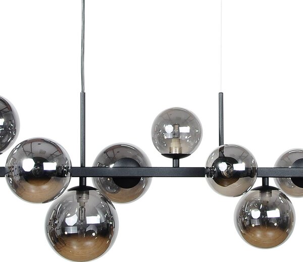 Lampa wisząca szklana Rumba Domiluce, możliwość ściemniania, czarny, salon / jadalnia, metal, nowoczesny