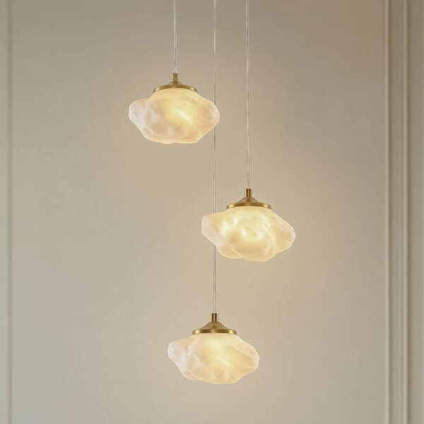 Lampa wisząca Piatra Lindby, możliwość ściemniania, biały / opal, salon / jadalnia, szkło, nowoczesny