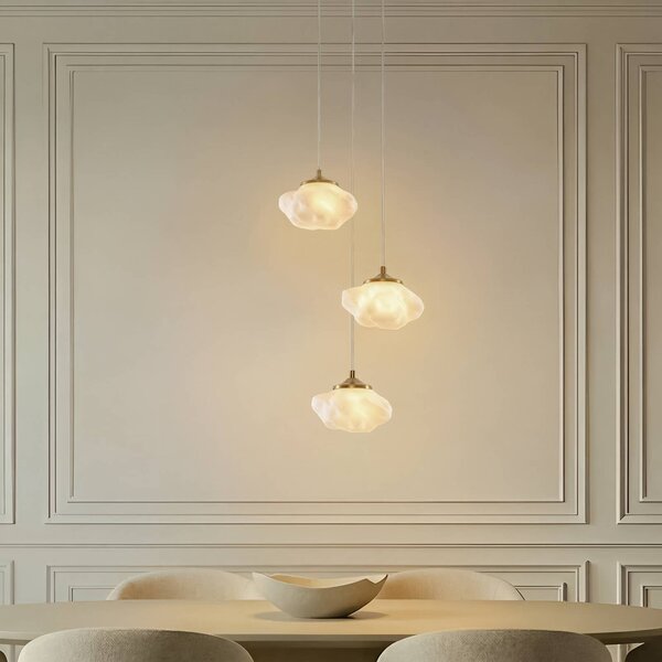 Lampa wisząca Piatra Lindby, możliwość ściemniania, biały / opal, salon / jadalnia, szkło, nowoczesny