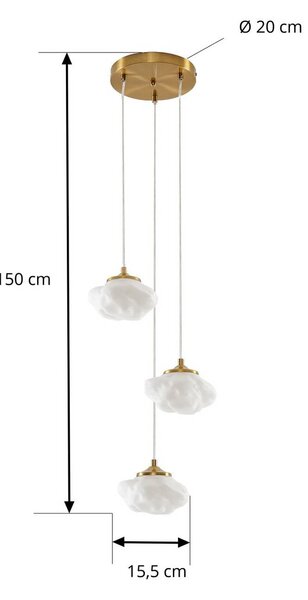 Lampa wisząca Piatra Lindby, możliwość ściemniania, biały / opal, salon / jadalnia, szkło, nowoczesny