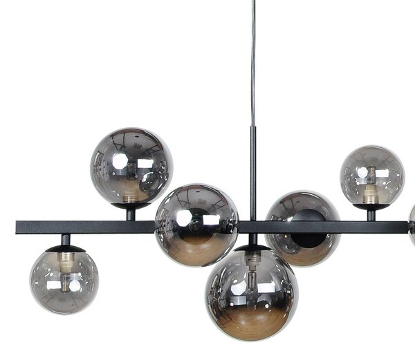 Lampa wisząca szklana Rumba Domiluce, możliwość ściemniania, czarny, salon / jadalnia, metal, nowoczesny
