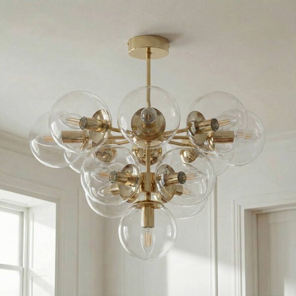 Lampa sufitowa Zumba Domiluce, możliwość ściemniania, mosiężny / złoty, salon / jadalnia, metal, nowoczesny