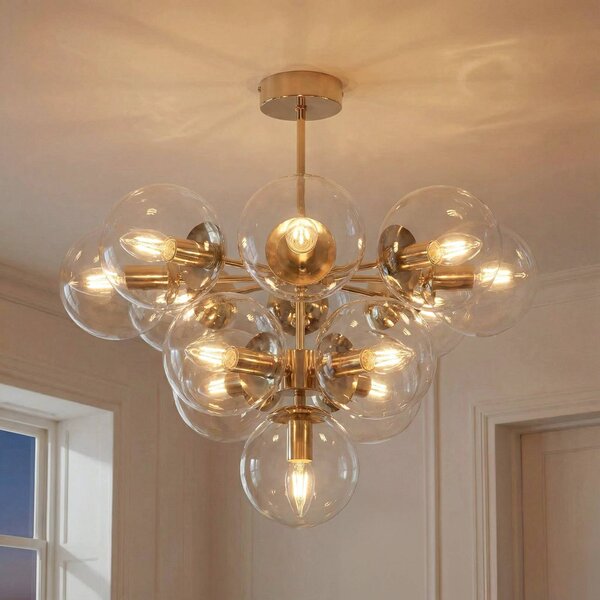Lampa sufitowa Zumba Domiluce, możliwość ściemniania, mosiężny / złoty, salon / jadalnia, metal, nowoczesny