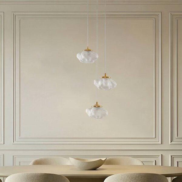 Lampa wisząca Piatra Lindby, możliwość ściemniania, biały / opal, salon / jadalnia, szkło, nowoczesny