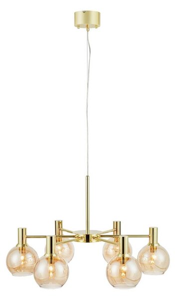 Markslöjd Lampa wisząca szklana Ambra, możliwość ściemniania, mosiężny / złoty, salon / jadalnia, szkło