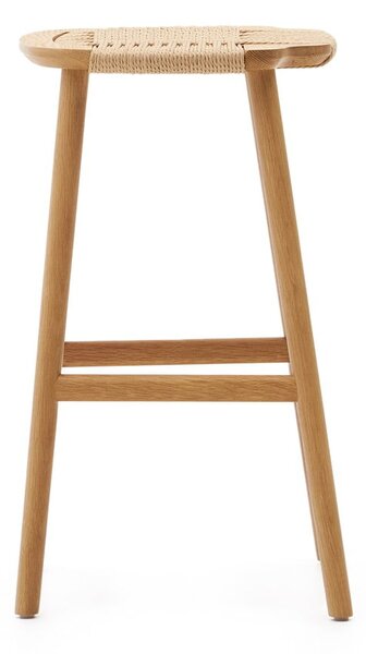 Hoker z litego drewna dębowego w naturalnym kolorze (wysokość siedziska 65 cm) Enit – Kave Home