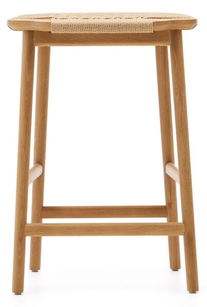 Hoker z litego drewna dębowego w naturalnym kolorze (wysokość siedziska 65 cm) Enit – Kave Home