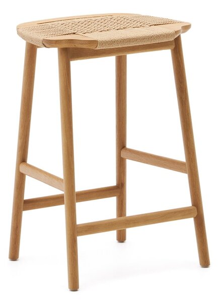 Hoker z litego drewna dębowego w naturalnym kolorze (wysokość siedziska 65 cm) Enit – Kave Home