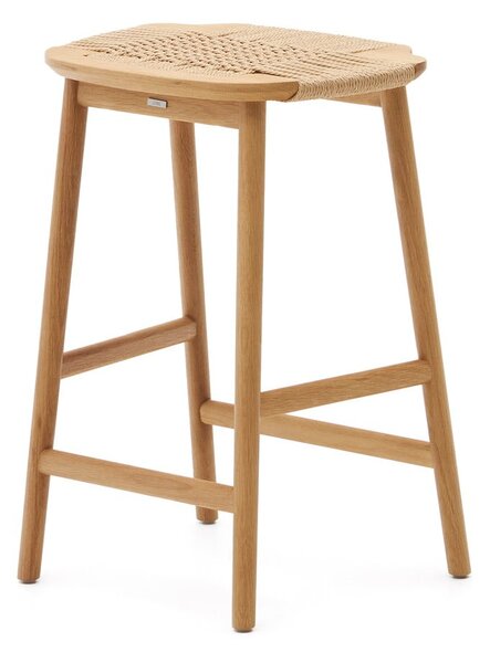 Hoker z litego drewna dębowego w naturalnym kolorze (wysokość siedziska 65 cm) Enit – Kave Home