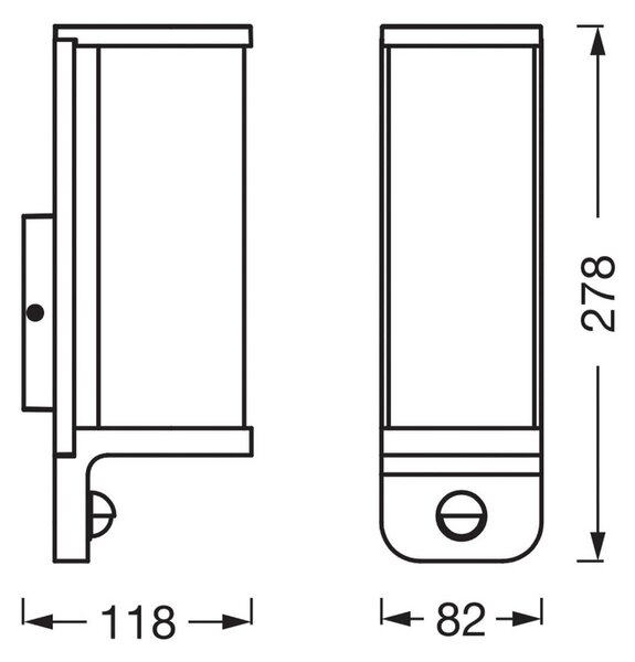OSRAM Kinkiet ENDURA CLASSIC TUBULAR, czujnik, ciemnoszary możliwość ściemniania, aluminiowy / szary / cynkowy, aluminium, nowoczesny