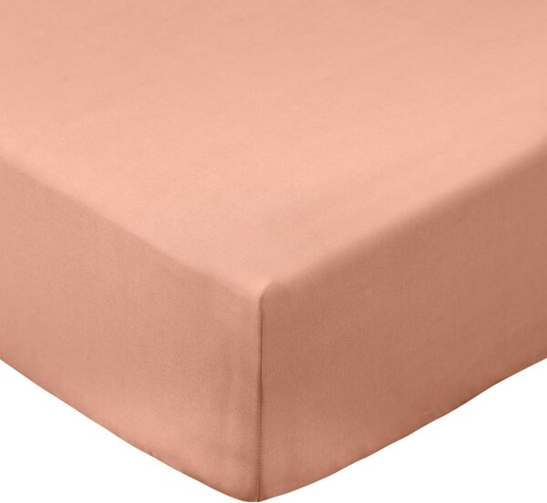 Prześcieradło z perkalu bawełnianego z gumką w kolorze terakoty 90x190 cm Cotton Percale – Bianca