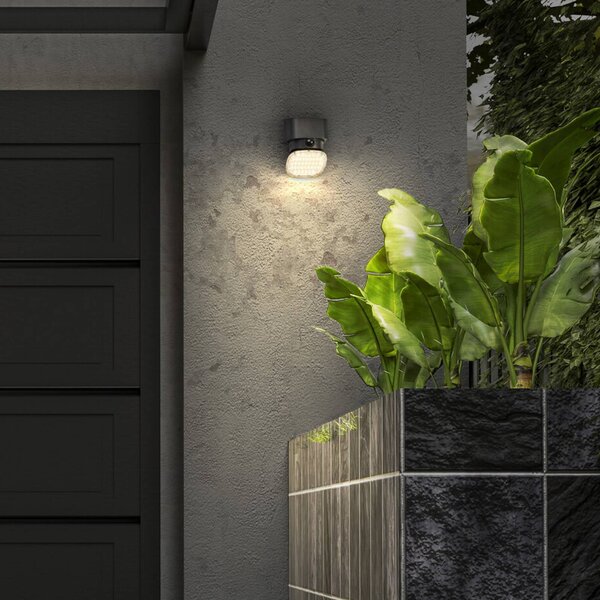 OSRAM Lampa ścienna Solar ENDURA STYLE TURN, szara, czujnik, IP54 możliwość ściemniania, aluminiowy / szary / cynkowy, tworzywo sztuczne, nowoczesny