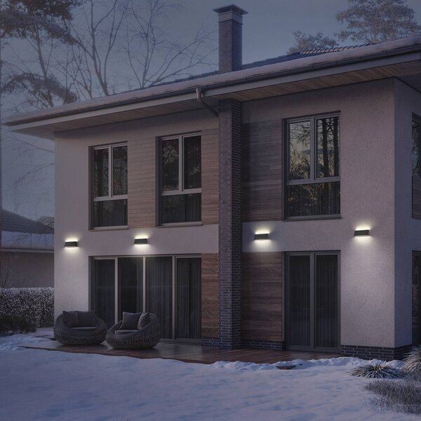 OSRAM Lampa ścienna solarna ENDURA STYLE UPDOWN szary, czujnik, IP54 UPDOWN, możliwość ściemniania, aluminiowy / szary / cynkowy, tworzywo sztuczne, nowoczesny