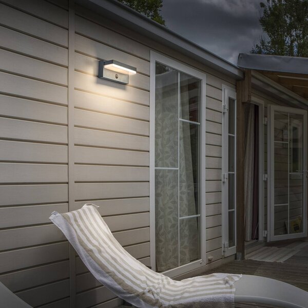 OSRAM Lampa solarna ENDURA STYLE ROBUST szara, czujnik IP54 USB, aluminiowy / szary / cynkowy, aluminium, nowoczesny