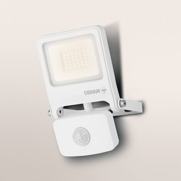 OSRAM Reflektor zewnętrzny ENDURA FLOOD, biały, czujnik 20 W 830 IP44 FLOOD, biały / opal, aluminium