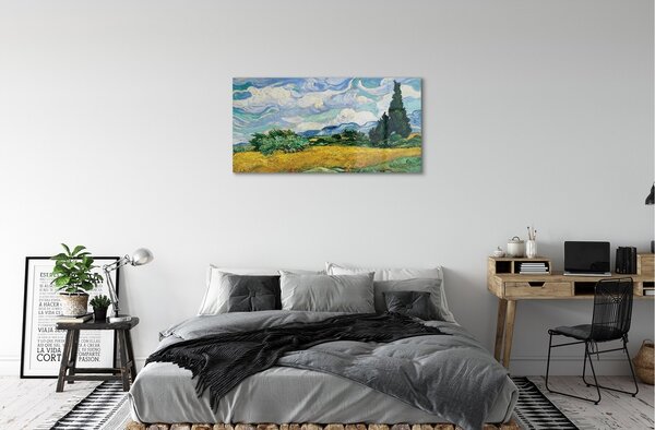 Obraz na szkle Pole pszenicy z cyprysami - Vincent van Gogh