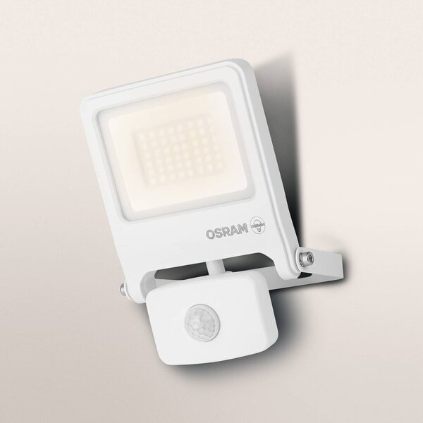 OSRAM Reflektor zewnętrzny ENDURA FLOOD, biały, czujnik 30 W 830 IP44 FLOOD, biały / opal, aluminium