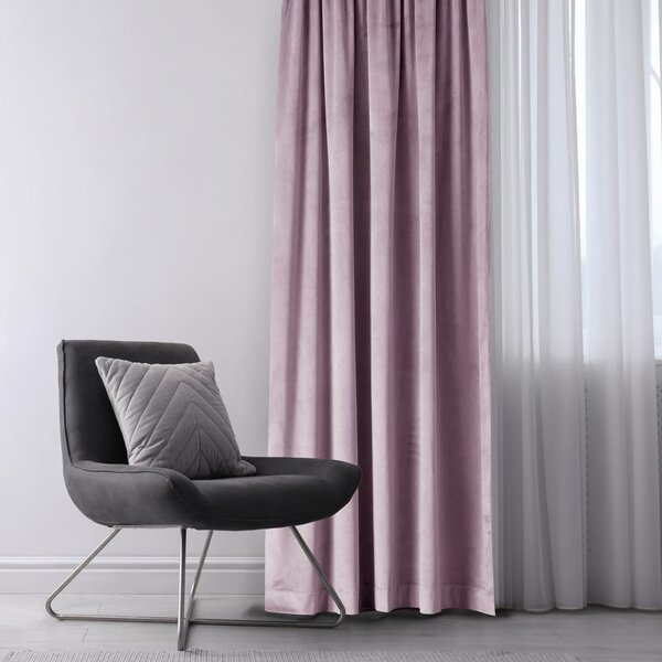 Jasnoróżowa aksamitna zasłona częściowo zaciemniająca (dimout) 140x245 cm Eyelets – Restilo