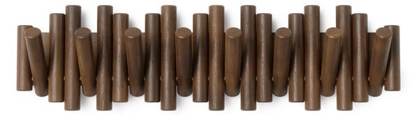 Ciemnobrązowy wieszak ścienny z litego drewna sosnowego 61 cm Picket – Umbra