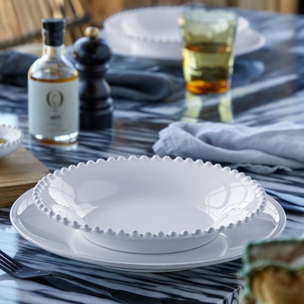 Biały głęboki talerz kamionkowy Costa Nova Pearl, ⌀ 24 cm