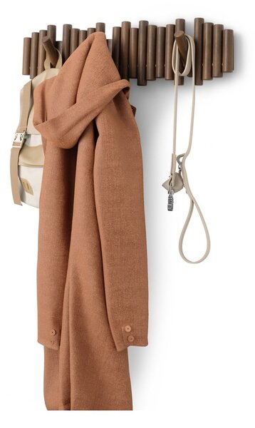 Ciemnobrązowy wieszak ścienny z litego drewna sosnowego 61 cm Picket – Umbra