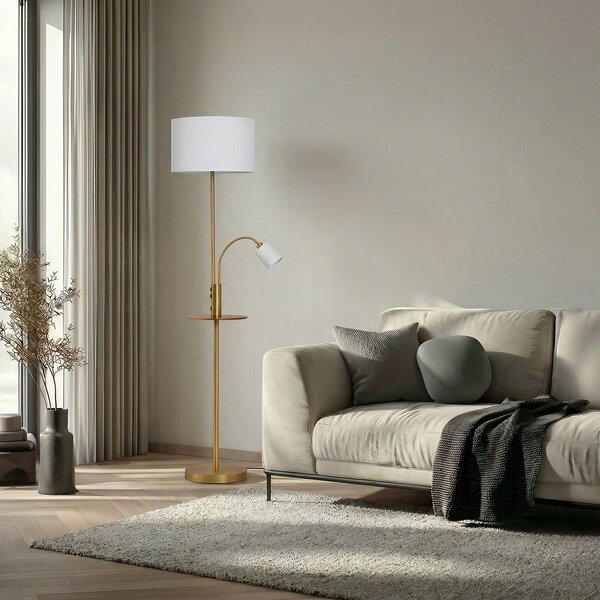 Lampa stojąca Aovan Lindby, brązowy / mosiężny, salon / jadalnia, metal, nowoczesny