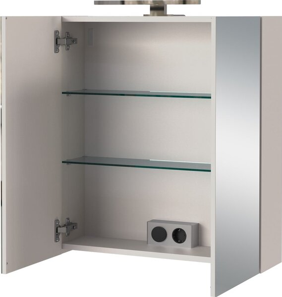 Kremowa wisząca szafka łazienkowa z lustrem 60x71 cm Arcena – Germania