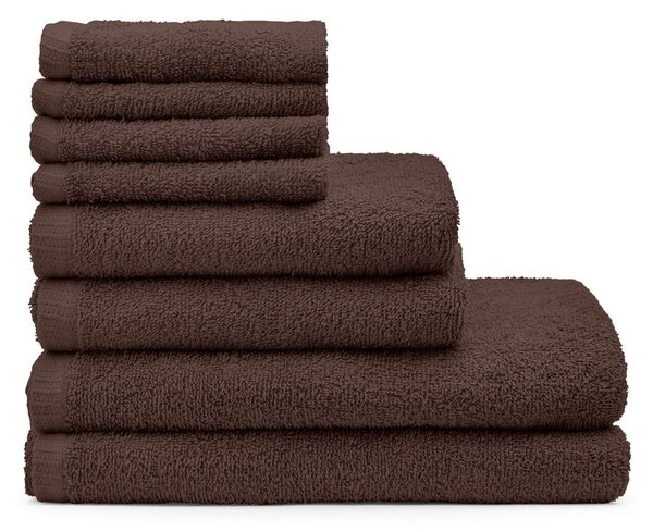 Brązowe bawełniane ręczniki zestaw 8 szt. szybkoschnące/frotte Quick Dry – Catherine Lansfield