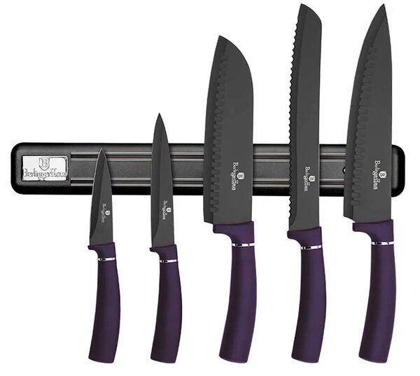 Fioletowy komplet noży z powłoką non-stick E4-R60