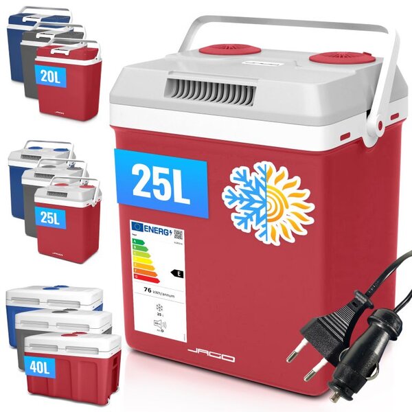 Chłodziarka elektryczna Jago 2 w 1, 25 l, czerwona